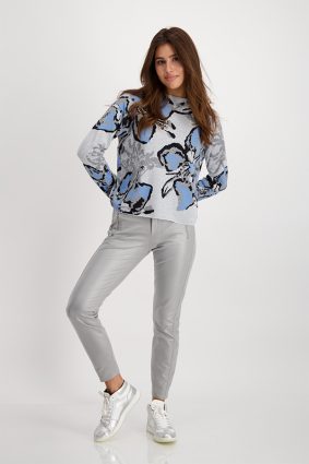 Monari Sweater Floral Jacquard Cld Mlg Ptn