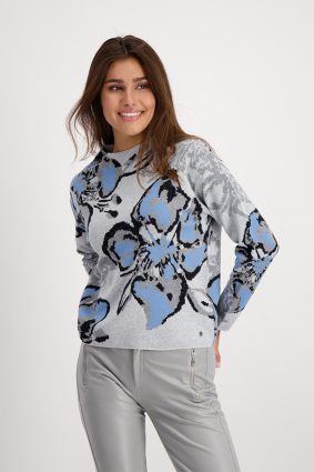 Monari Sweater Floral Jacquard Cld Mlg Ptn