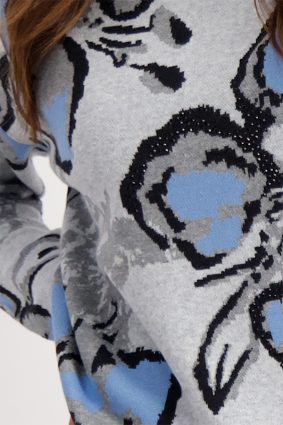 Monari Sweater Floral Jacquard Cld Mlg Ptn