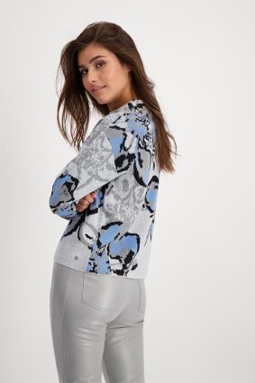 Monari Sweater Floral Jacquard Cld Mlg Ptn