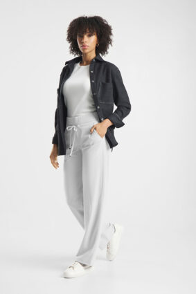 Raffaello Rossi Candice Straight Pant White in sustainable high-tech jersey fabric