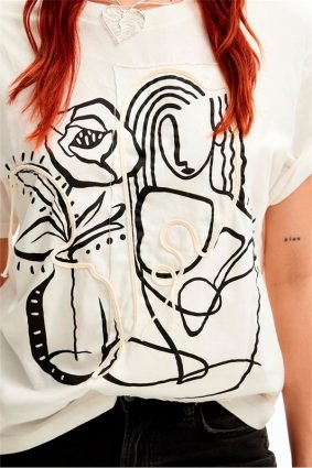Desigual T-Shirt Blanco Logo