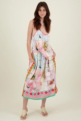 Me369 Vanessa Linen Printed Skirt Hertiage