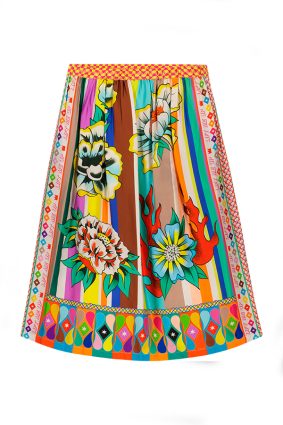 Me369 Vanessa Printed Midi Skirt Flowers