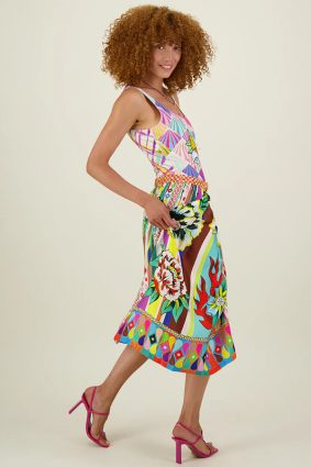 Me369 Vanessa Printed Midi Skirt Flowers