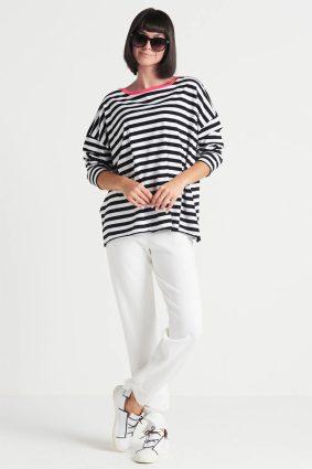 Planet Border Stripe Boxy T Stripe_Lipstick