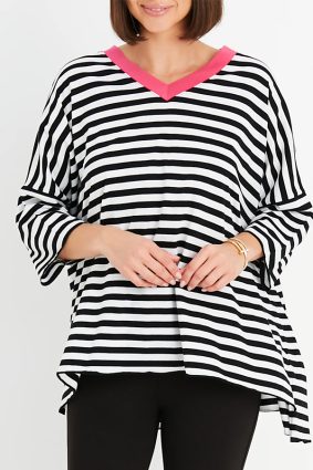 Planet Border Stripe SS V T Stripe_Lipstick