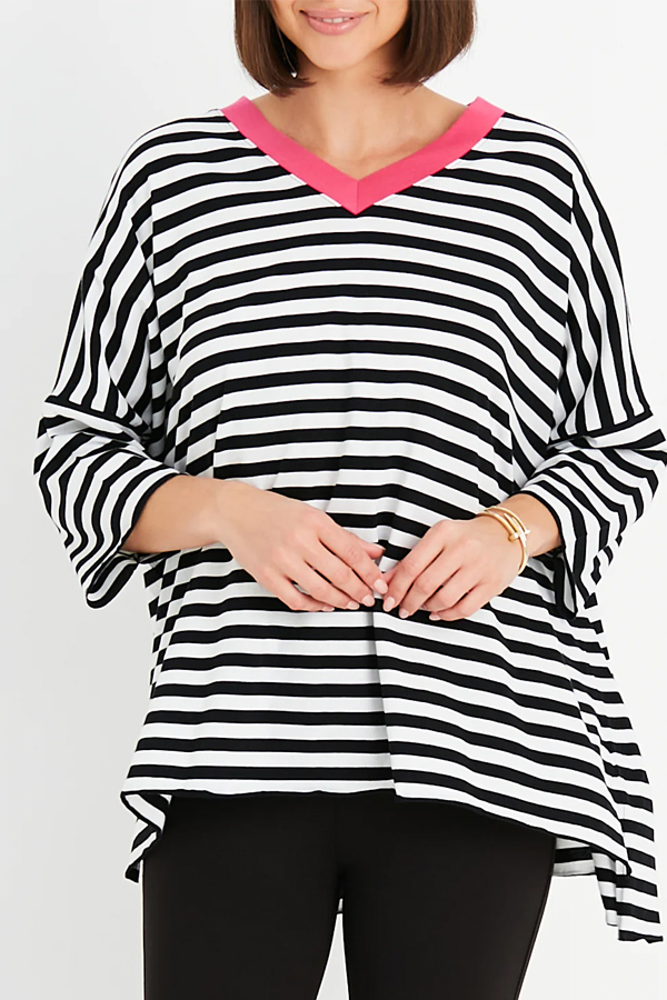 Planet Border Stripe SS V T Stripe_Lipstick