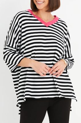 Planet Border Stripe SS V T Stripe_Lipstick