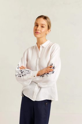 Alessandra Calla Shirt White_Navy