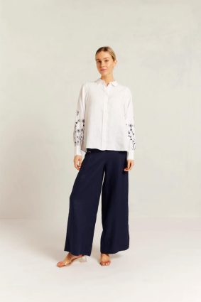 Alessandra Calla Shirt White_Navy