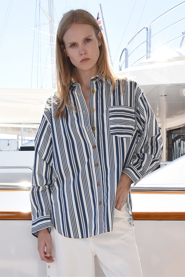 Cooper Just Casually Shirt Navy Stripe