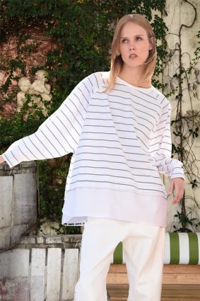 Cooper My sweater Half Top White With Stripe