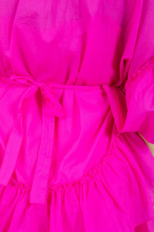 Coster Dress with Large Ruffle Bright Pink