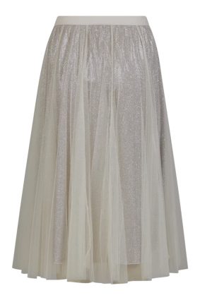 Coster Skirt with Plisse and Glitter Cream_Silver