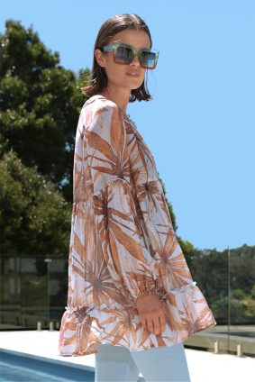 Curate Take Cover Top Sky Blue Palm