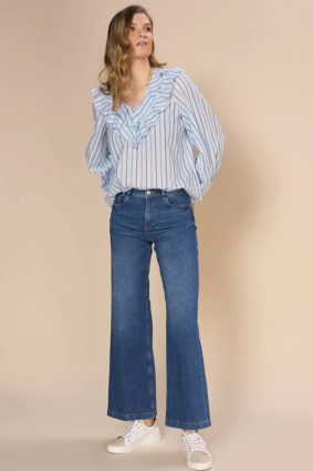Mos Mosh Kela Stripe Blouse Cshm Blue