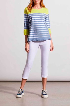 Tribal 34 Sleeve Boat Neck Top Lime