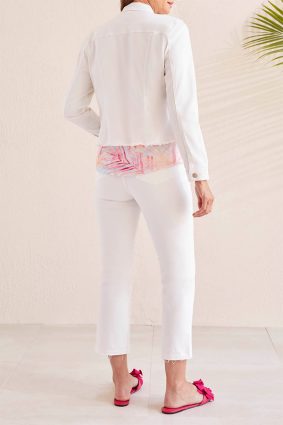 Tribal LS Btn Frt Jacket W Raw Edge Hem White