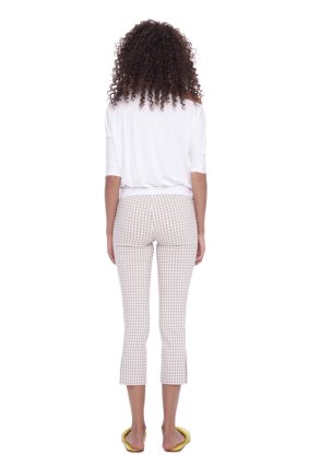UP! 25in Techno Crop Pant Tan Gingham