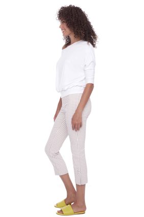 UP! 25in Techno Crop Pant Tan Gingham