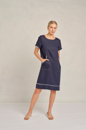 Alessandra Chiara Wave Dress Navy
