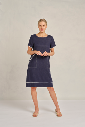 Alessandra Chiara Wave Dress Navy