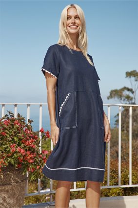 Alessandra Chiara Wave Dress Navy