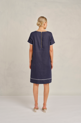 Alessandra Chiara Wave Dress Navy