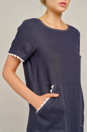 Alessandra Chiara Wave Dress Navy