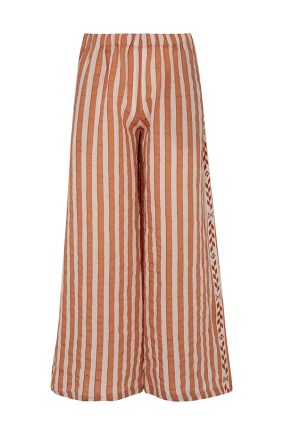 Curate Half Cut Pant Coffee Stripe