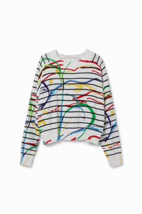 Desigual Pullover Crudo Stripe Print