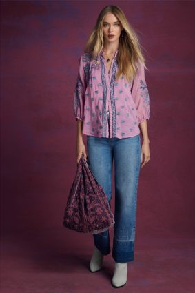 Johnny Was Medina Blouse Lavender