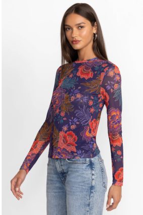 Johnny Was Natalie Long Sleeve Mesh Tee Etta’s Garden