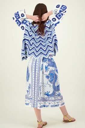 Me369 Vanessa Printed Midi Skirt Amalfi Coast