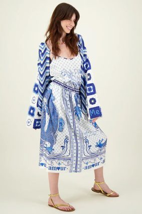 Me369 Vanessa Printed Midi Skirt Amalfi Coast