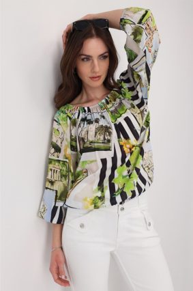 Monari Blouse Polaroid Allover Marble