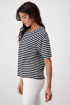 Monari Shirt Basic Stripes Blk Ringlet