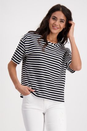 Monari Shirt Basic Stripes Blk Ringlet