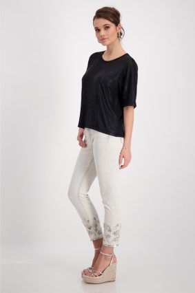 Monari Shirt Decorative Font Black-2