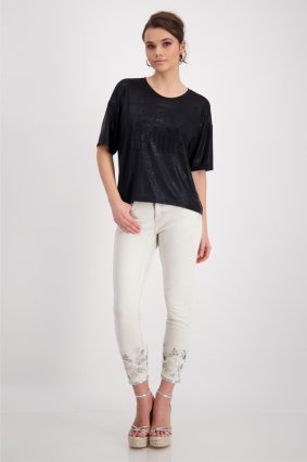 Monari Shirt Decorative Font Black-2