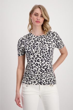 Monari Shirt Leopard Print Allover Black