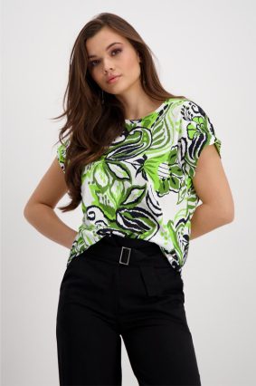 Monari Shirt Paisley Mix Allover Matcha