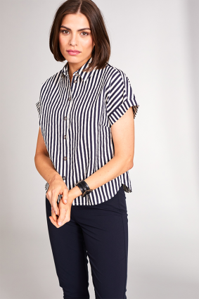 Peruzzi Seer Sucker Stripe Shirt Navy