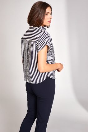 Peruzzi Seer Sucker Stripe Shirt Navy