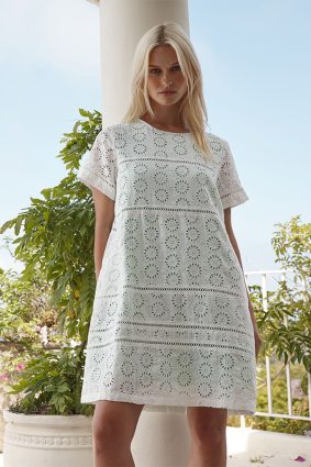 Alessandra Claudette Dress Posy White