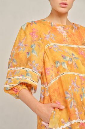 Alessandra Coral Dress Delilah Sunset