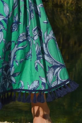 Cooper A Shirr Delight Skirt Green Floral