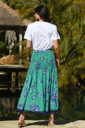 Cooper A Shirr Delight Skirt Green Floral