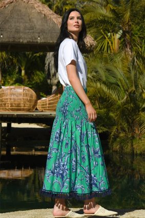 Cooper A Shirr Delight Skirt Green Floral